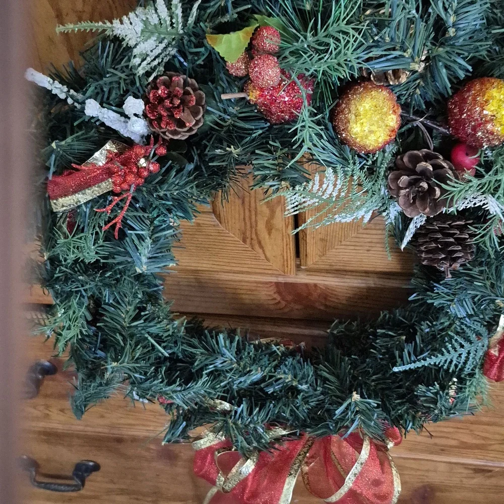 Sugared Fruit Pinecone Wreath